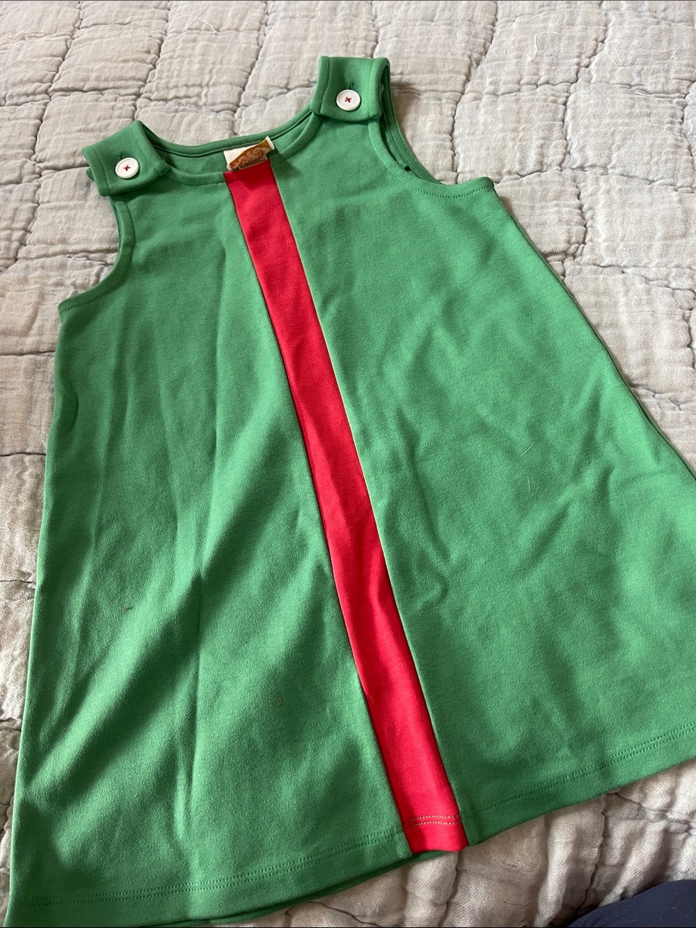 The Beaufort Bonnet Company Green Dress with Red Stripe